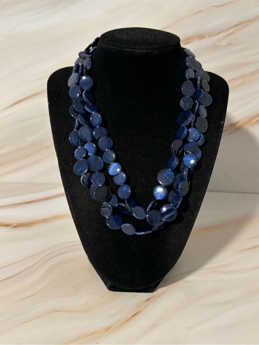 Jules Multi-Strand Navy Disc Necklace 18”+3”